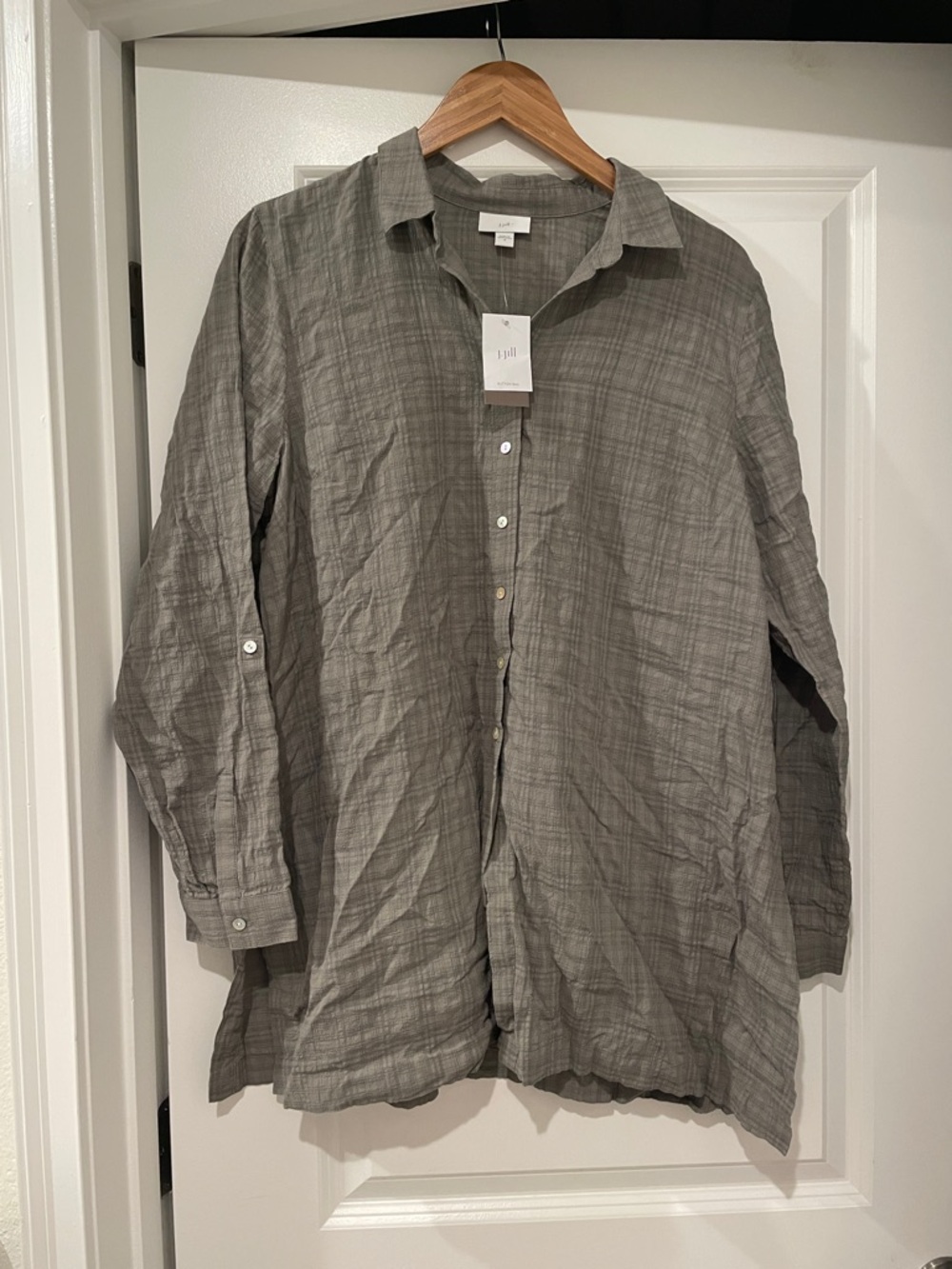 J. Jill olive oversized button down shirt medium nwt